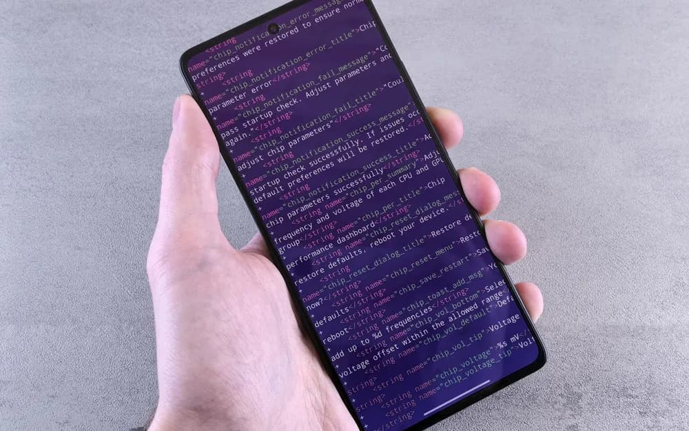 Close-up of a smartphone showing a PIN code entry screen held in someone's hand