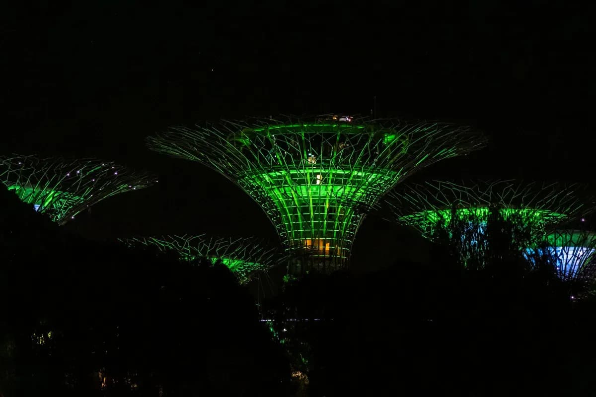 Illuminated Supertrees at Gardens by the Bay, Singapore