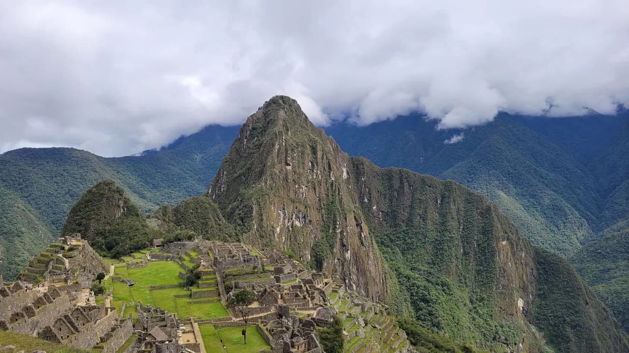 Machu Picchu with the Andes mountains behind it, Peru