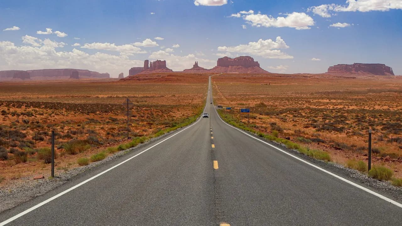 An open highway through the American desert