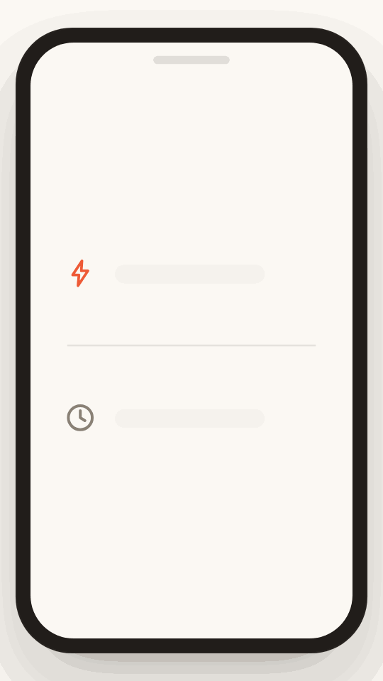 Animation comparing two lanes: a travel eSIM lightning-fills a bar to a green check almost instantly, while an airport-counter lane crawls in gold with a paperwork icon still pending.