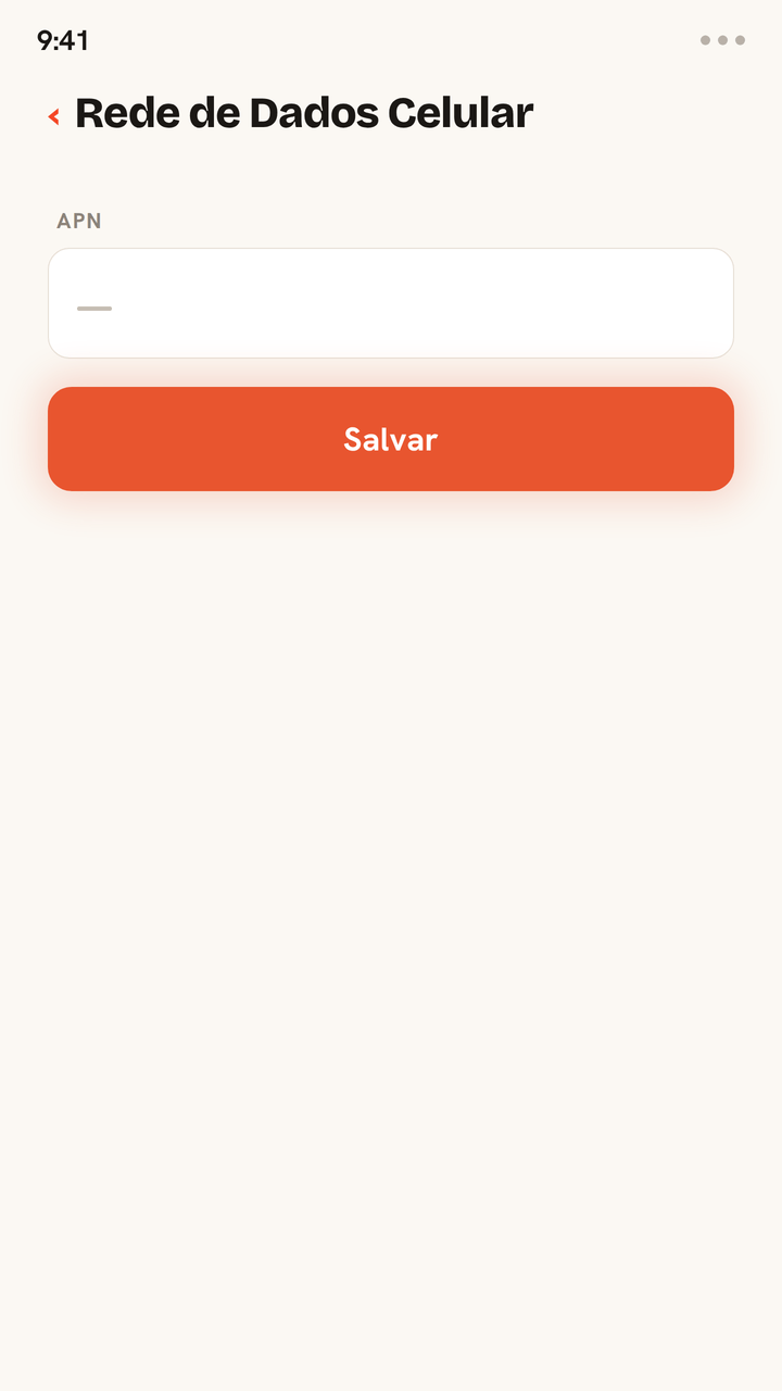Animação de como configurar o APN em um eSIM de viagem: digite o valor do APN no campo, toque em Salvar e veja o sinal subir assim que o celular se conectar.