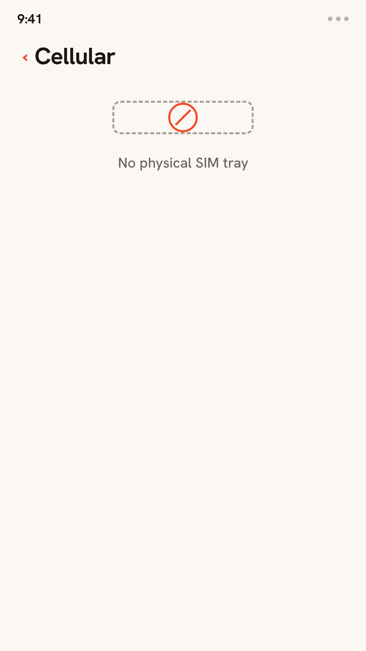 Animation showing an eSIM-only iPhone with no physical SIM tray, then a cellular plans list holding two eSIM profiles at once: your home line and Zwitchy Travel.