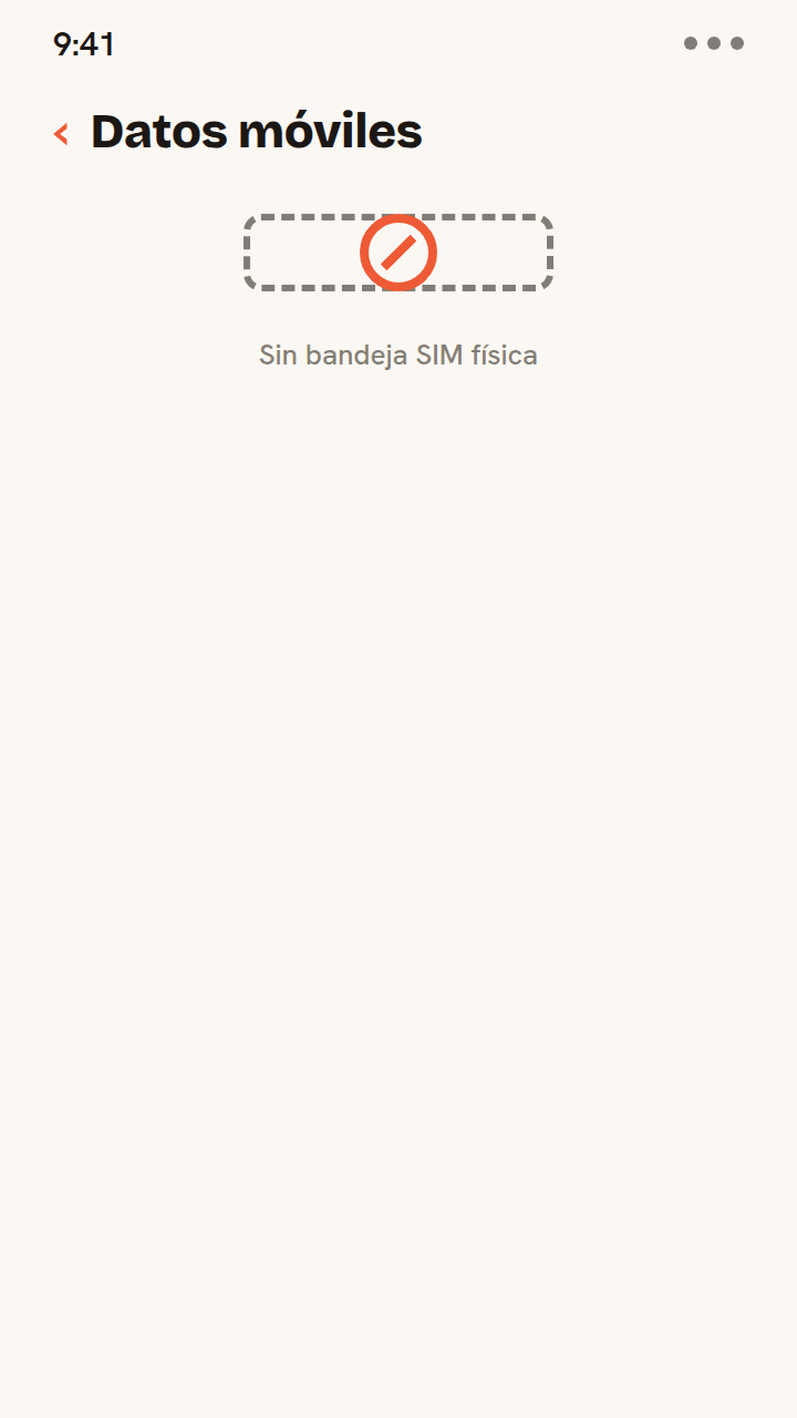Animación que muestra un iPhone solo con eSIM sin bandeja SIM física y luego una lista de planes con dos perfiles eSIM a la vez: tu línea de casa y Zwitchy Travel.
