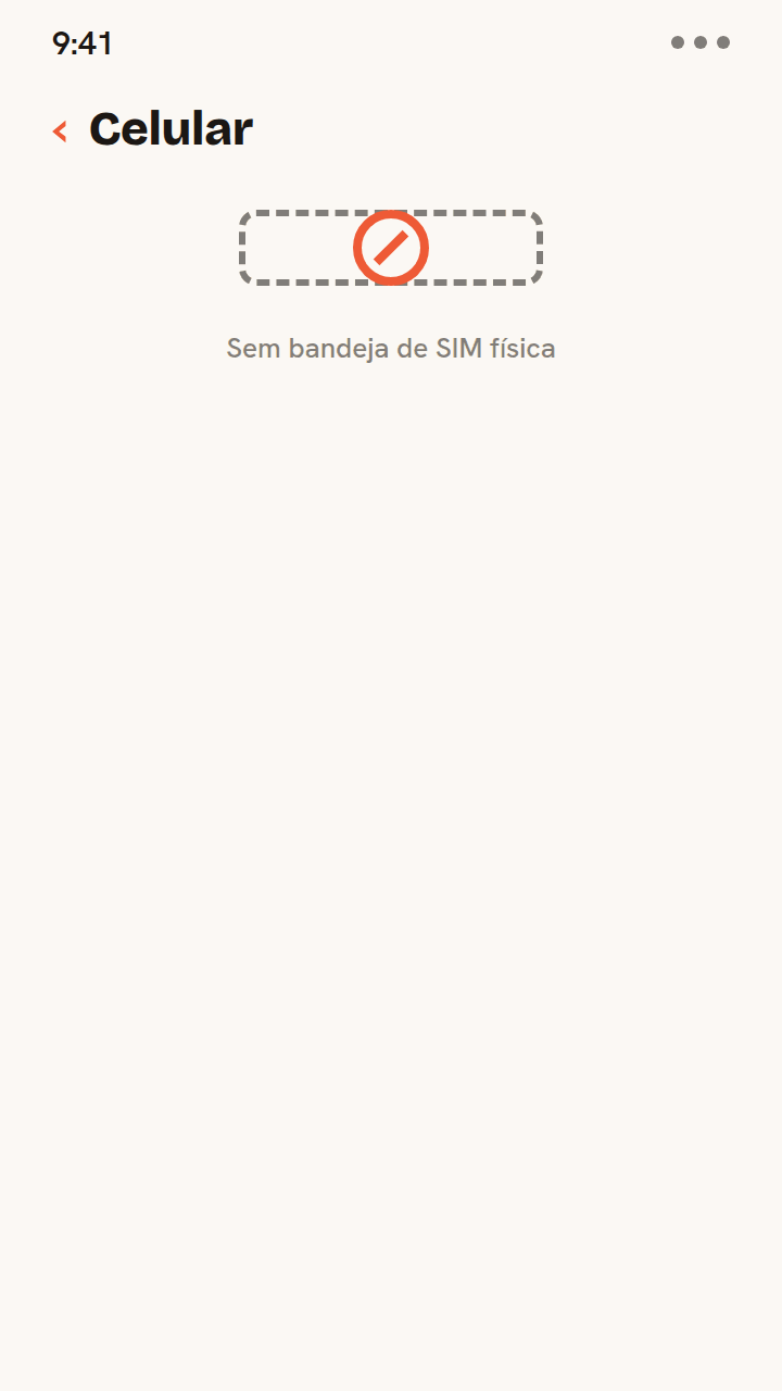 Animação mostrando um iPhone só com eSIM sem bandeja de SIM física e depois uma lista de planos com dois perfis eSIM ao mesmo tempo: sua linha de casa e Zwitchy Travel.