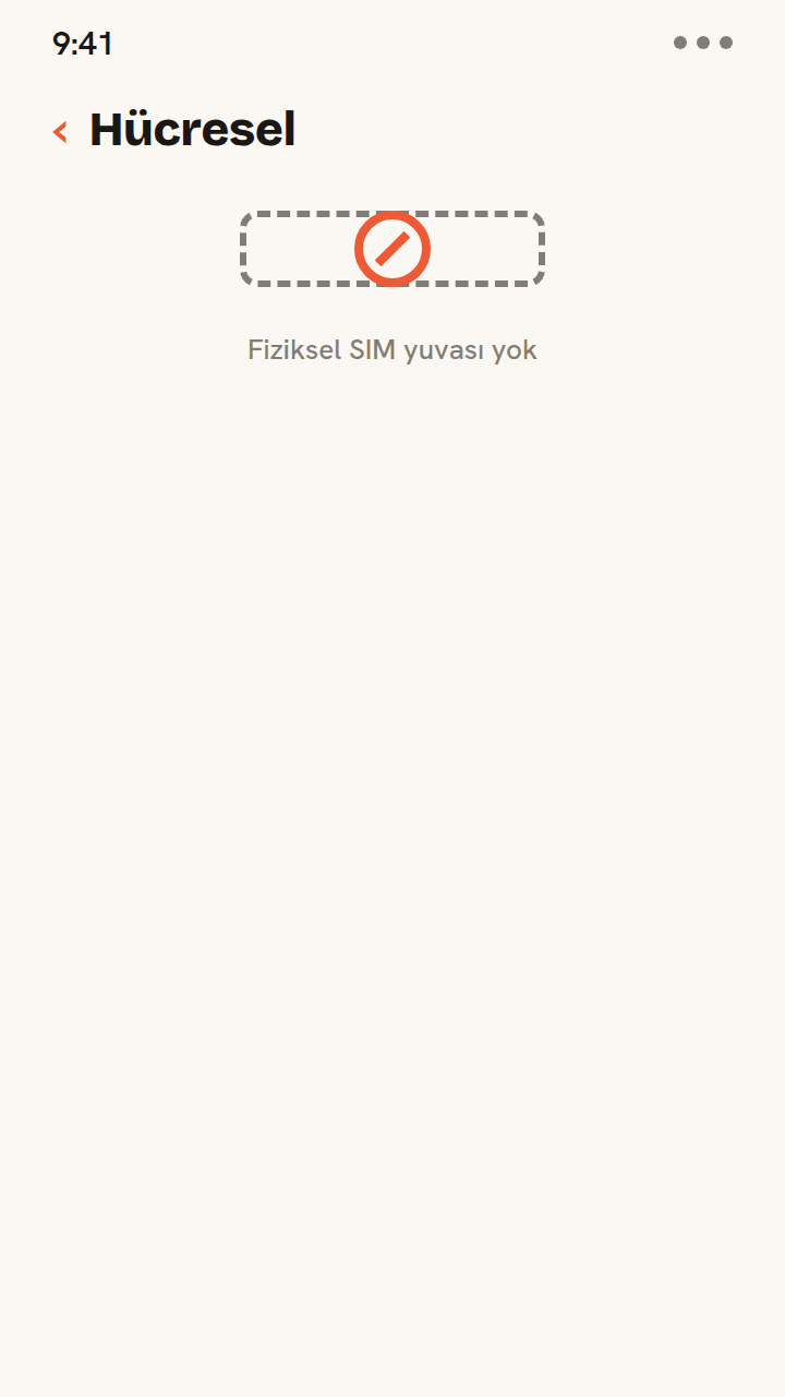 Fiziksel SIM yuvası olmayan yalnızca eSIM'li bir iPhone'u ve ardından aynı anda iki eSIM profili (ev hattın ve Zwitchy Travel) içeren bir hücresel plan listesini gösteren animasyon.