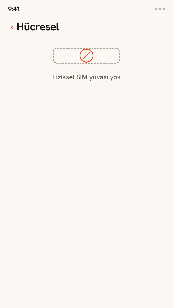 Fiziksel SIM yuvası olmayan yalnızca eSIM'li bir iPhone'u ve ardından aynı anda iki eSIM profili (ev hattın ve Zwitchy Travel) içeren bir hücresel plan listesini gösteren animasyon.