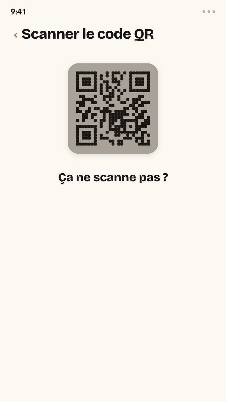 Animation des solutions pour un QR code d'eSIM Zwitchy qui ne se scanne pas : mets la luminosité de l'écran au maximum, ouvre le code en plus grand sur un second écran et, s'il ne se scanne toujours pas, saisis les infos manuellement.