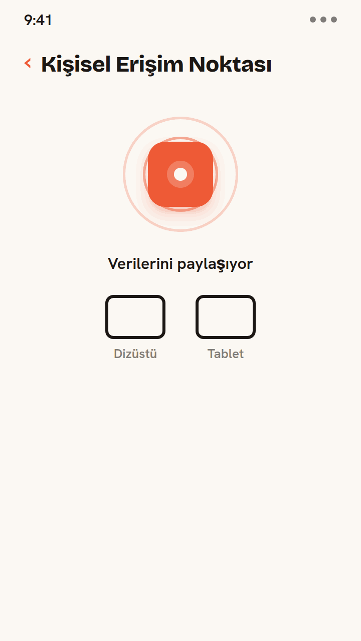 Bir telefonun kişisel erişim noktasının Zwitchy veri bağlantısını bir dizüstüne ve bir tablete yayınladığı, bunların sırayla bağlandığı, tek bir eSIM'in verisinin cihazlar arasında paylaşıldığı animasyon.