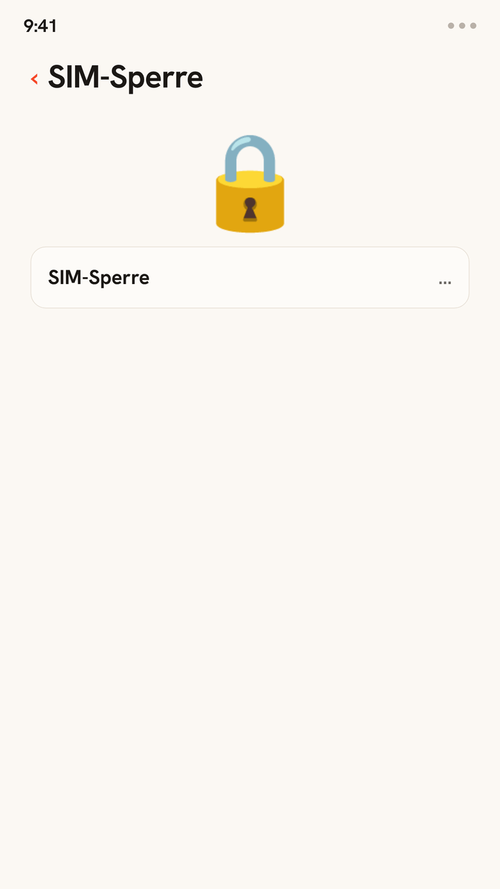 Animation der SIM-Sperre-Einstellung eines Handys: Ein Vorhängeschloss öffnet sich und der Status zeigt „Keine SIM-Beschränkungen“. Das bestätigt, dass das Handy entsperrt und bereit für eine Reise-eSIM ist.